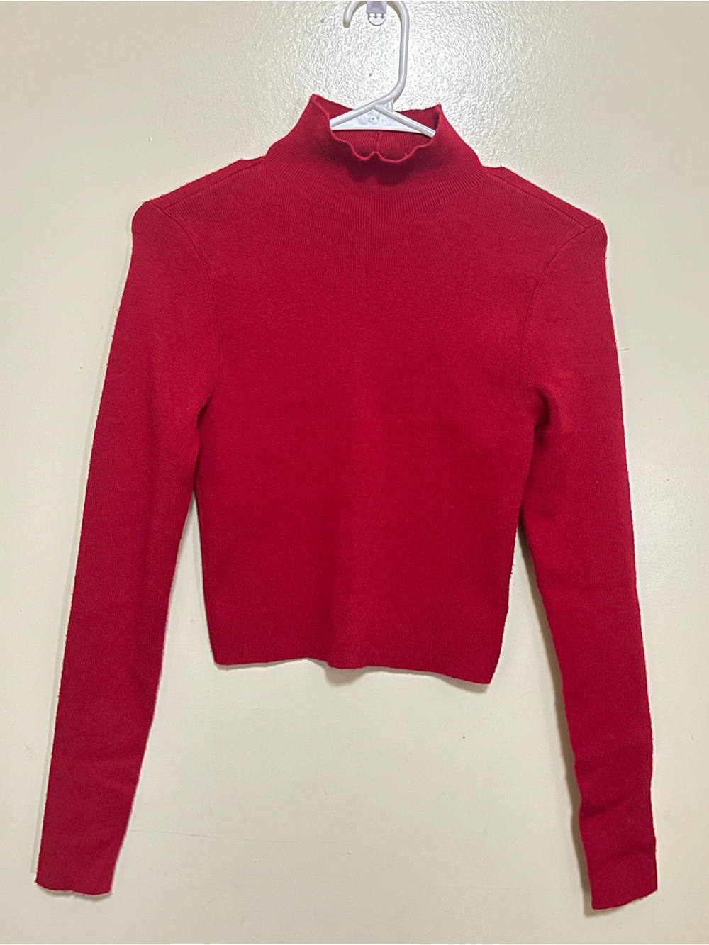 Alice + Olivia Vibrant Red Mock Neck Long-Sleeve Top